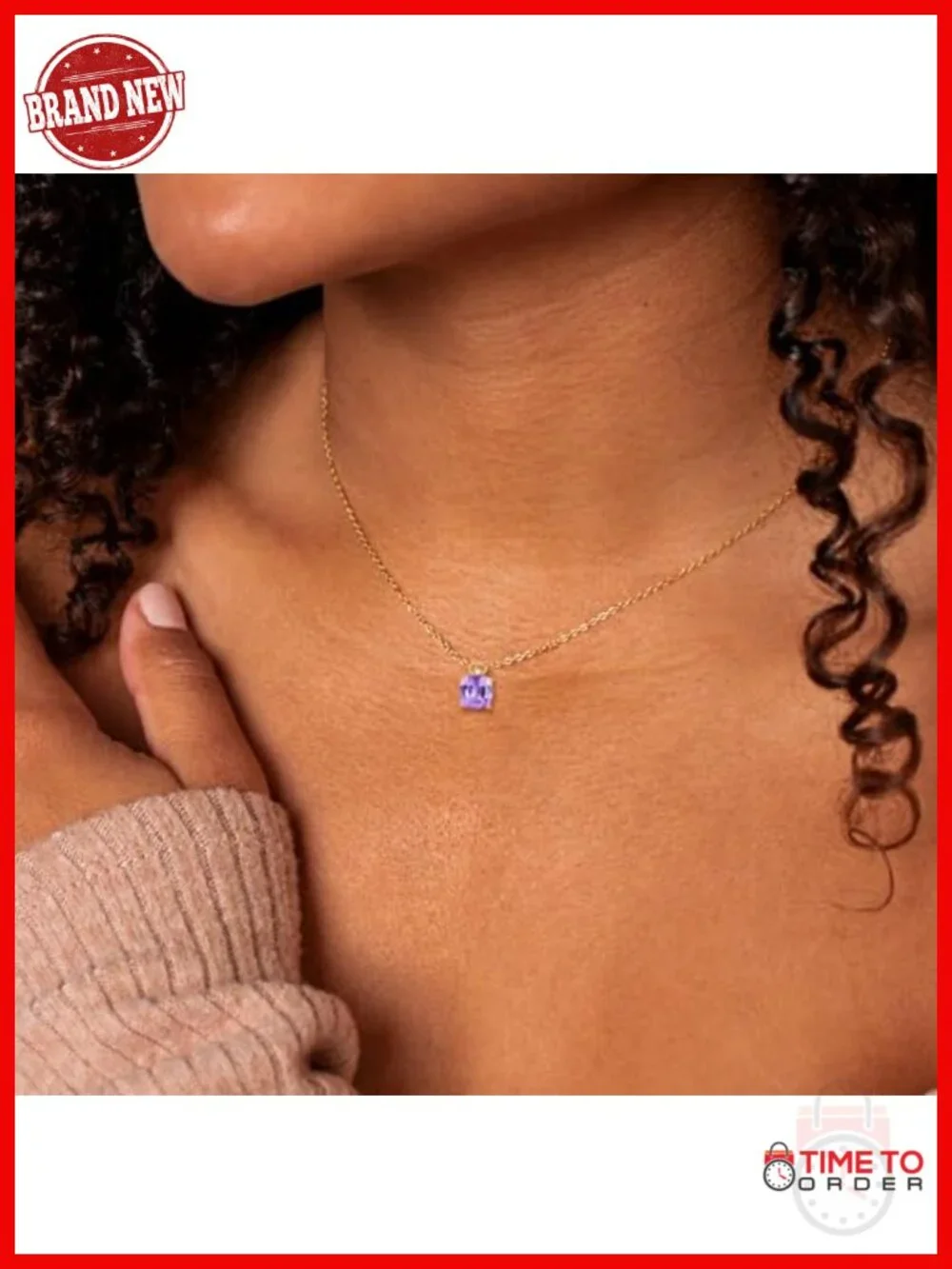 14k Gold Cushion-Cut Birthstone Pendant Necklace with Real Diamond Chain 16-18